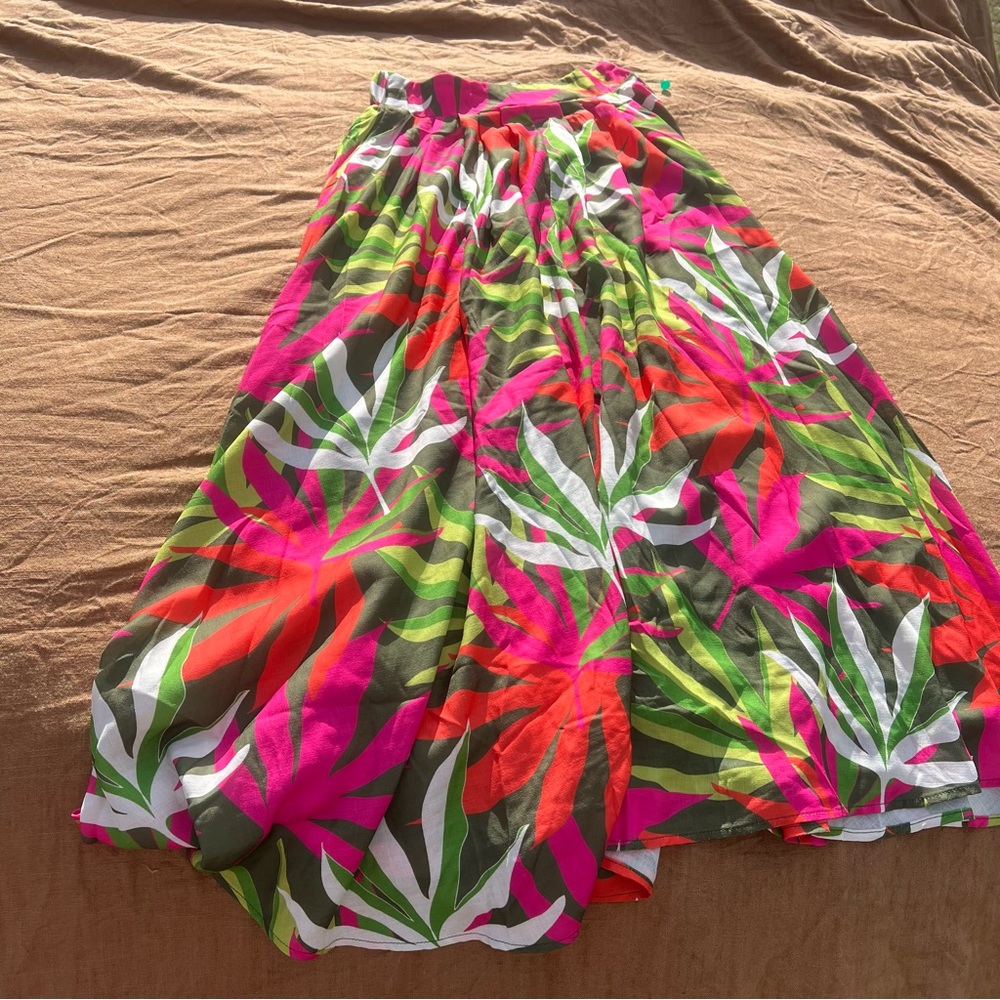 NWT Talulah Vibrant Pink and Green A-Line Tropical Maxi Skirt Size Small